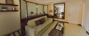 The living room of a 1 Bedroom Unit at the Grand Quartier In Crosswinds Tagaytay | Luxury Homes by Brittany Corporation