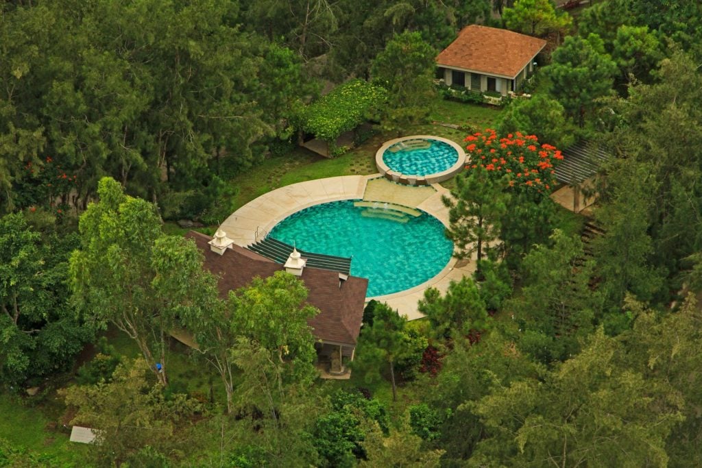 Areal shot of swimming pool within Crosswinds