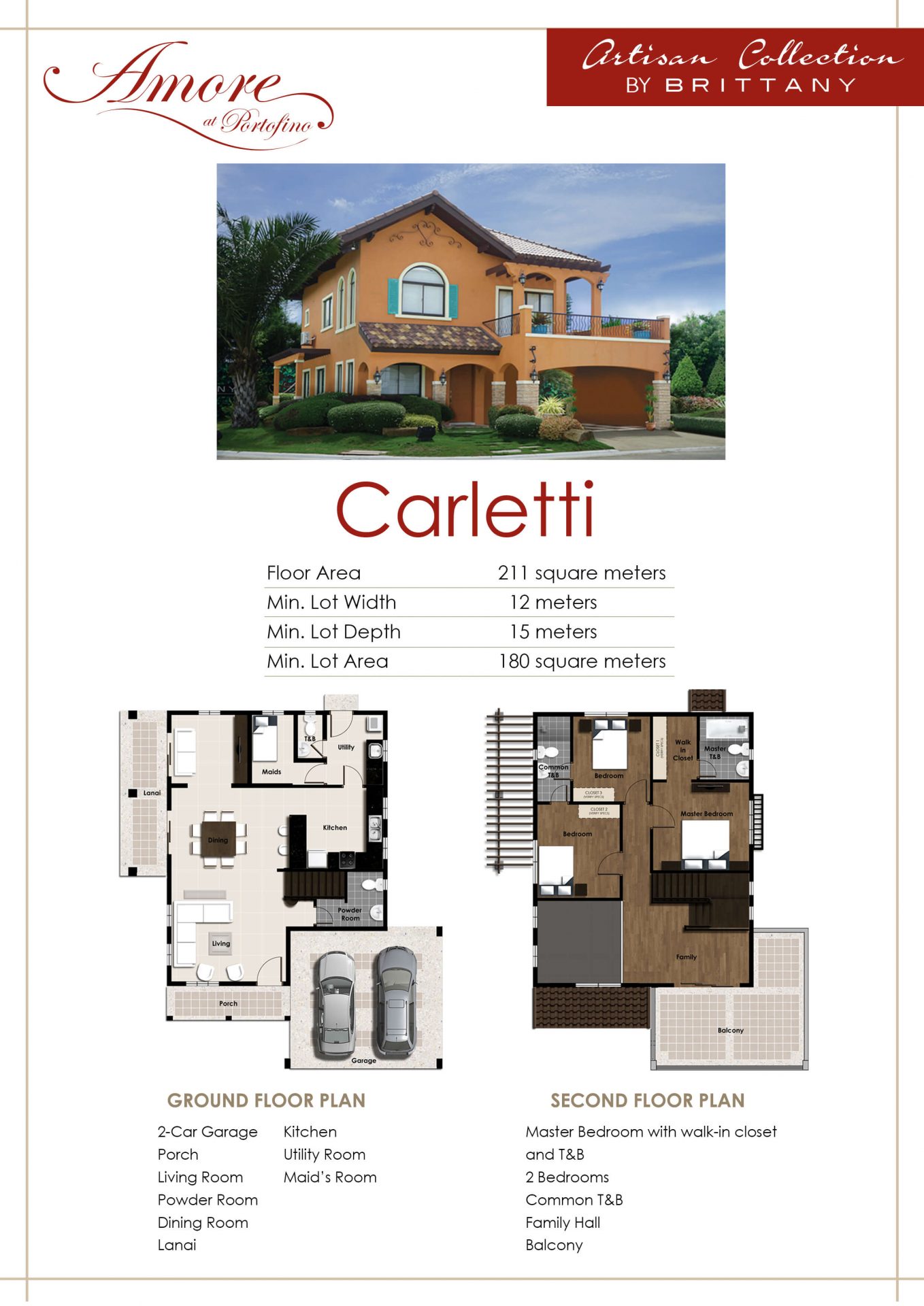 Vista Alabang | Amore at Portofino | Carletti House Model Infographic | Luxury Homes by Brittany Corporation