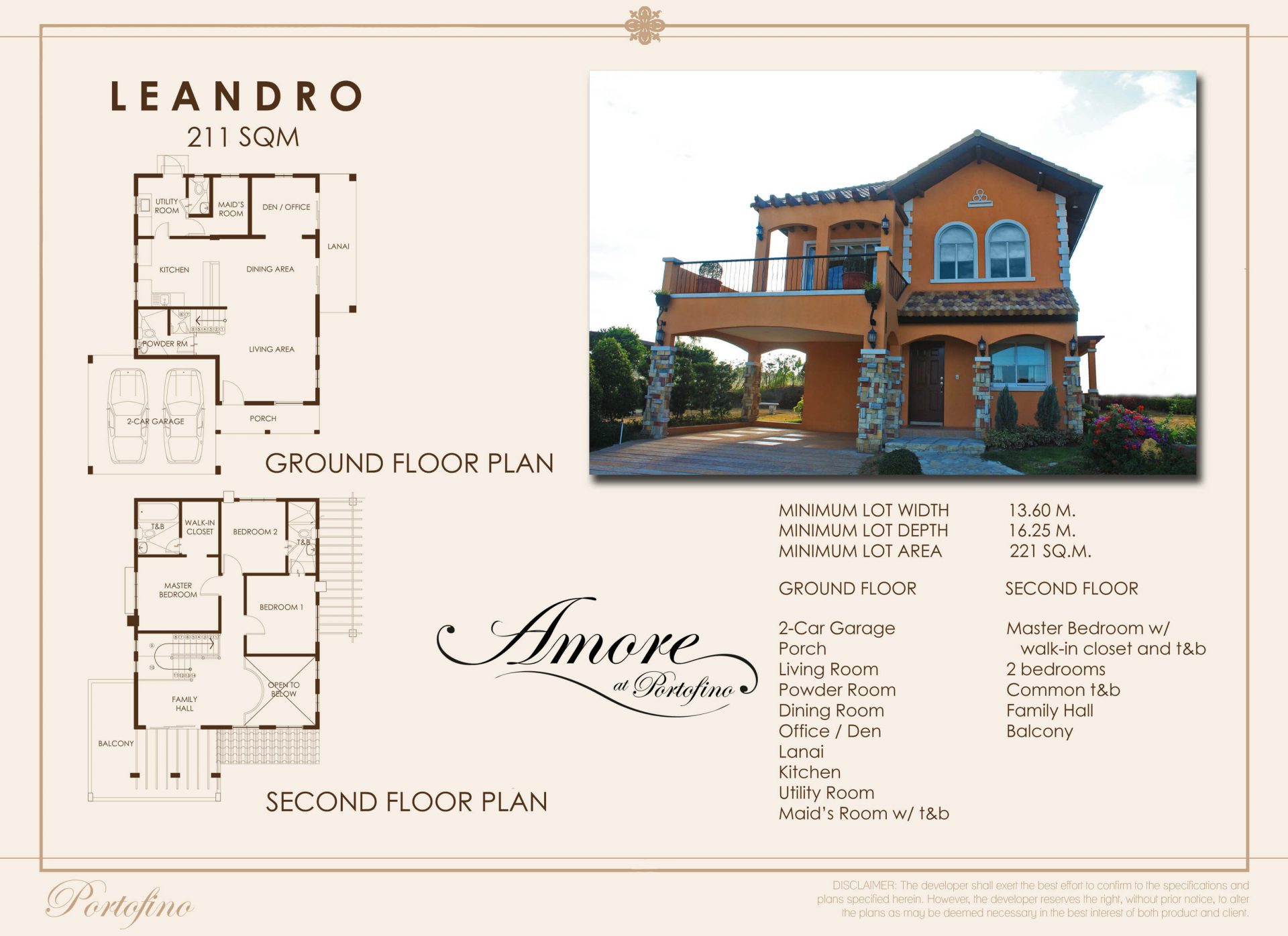 Vista Alabang | Amore at Portofino | Leandro House Model Infographic | Luxury Homes by Brittany Corporation
