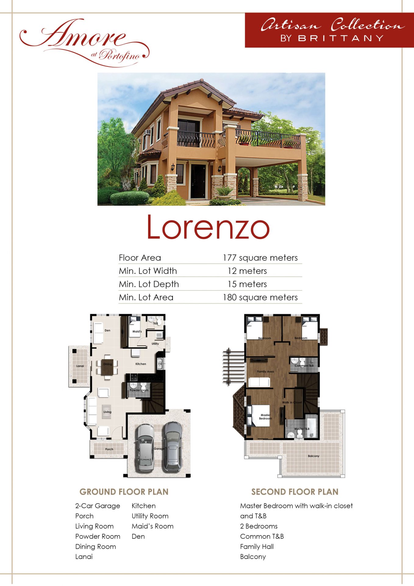 Vista Alabang | Amore at Portofino | Lorenzo House Model Floor Plan | Luxury Homes by Brittany Corporation