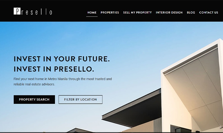 Presello property website homepage for the best houses in the philippines | Luxury Homes by Brittany Corporation