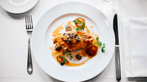 A plate serving of sweet honey lemon sauce chicken on a fine dining restaurant in metro manila | Luxury Homes by Brittany