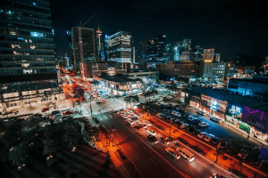 Night skyline of Bonifacio Global City where residents of luxury homes and luxury condos get to attend a webinar at the comfort of their own home | Luxury Homes by Brittany Corporation