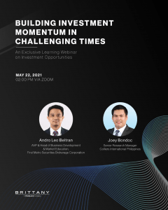 Official poster of Brittany Corporation's Exclusive Learning Webinar - Building Investment Momentum in Challenging Times | Luxury Homes by Brittany Corporation