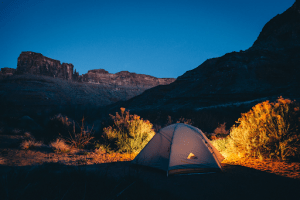 Outdoor desert with a tent for a camping trips