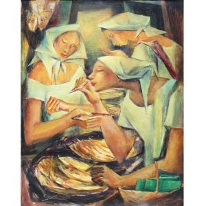 Tinapa Vendors (1955) Filipino painting by Philippine artist Anita Magsaysay-Ho