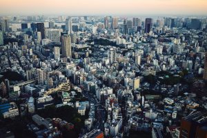 Top view of busy Tokyo City