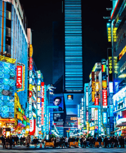 Photo of the busy streets and night sceneries in one of the most visited cities to travel in Tokyo Japan - Brittany Corporation - Scenic Destinations around the world