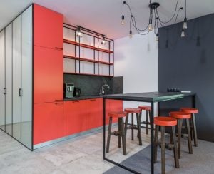 red luxury home kitchen | luxury homes by brittany corporation