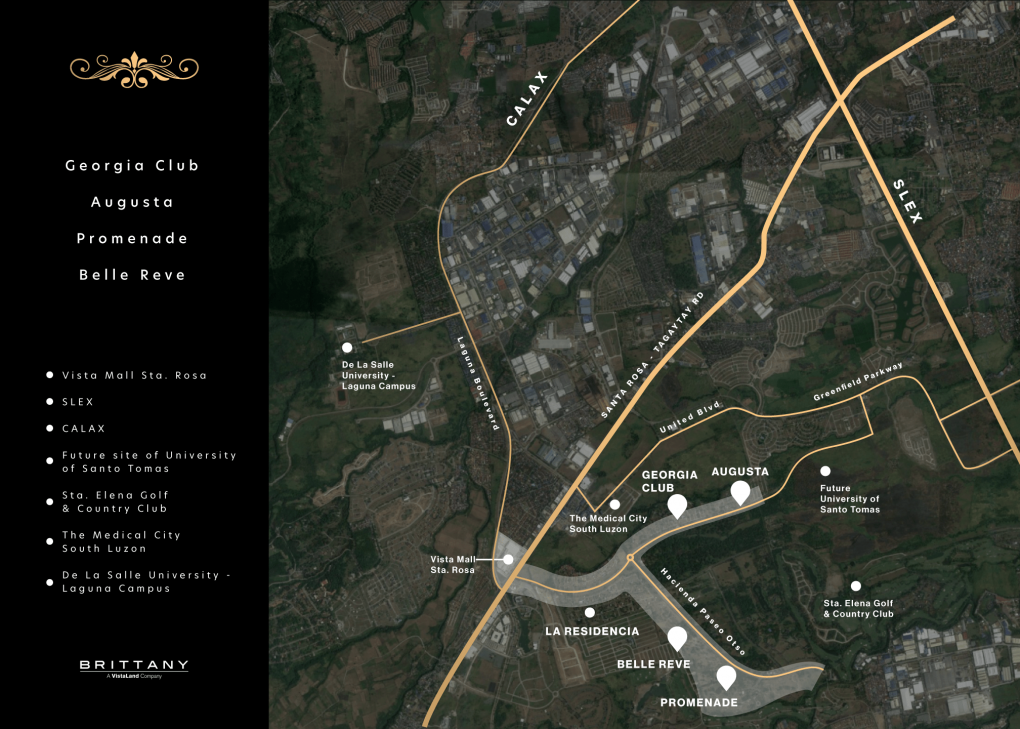 Brittany Sta Rosa Masterplanned Community - Site Development Map - Luxury House and Lot in Santa Rosa Laguna - Brittany Corporation