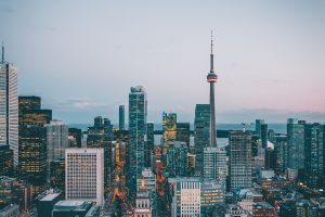 Toronto Canada Skyline with luxury conds and luxury condominiums buildings in city vegan travel | luxury homes by brittany corporation