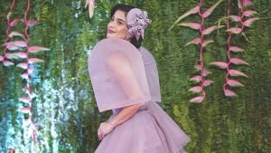 Anne Curtis in a lavander modern terno by Mich Dulce with a matching hat | Luxury home by brittany corporation