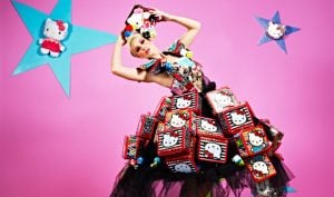 Laura Americas next top model wearing hello kitty lunch box dress by filipino fashion designer francis libiran | Luxury Homes by Brittany Corporation