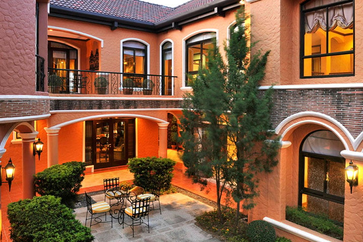 View of a patio inside a Mediterranean house | luxury homes by brittany corporation