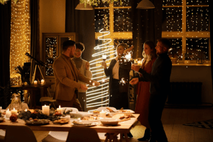 friends la famiglia enjoying a christmas celebration | luxury homes by brittany corporation
