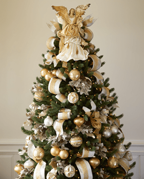 Elegant Crystal, Gold and White Christmas Tree Decor