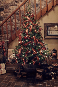 rustic design christmas tree in a rustic style luxury house | luxury homes by brittany corporation