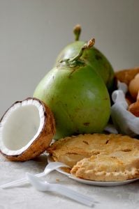 buko pie with picture of coconut and young coconut | luxury homes by brittany corporation