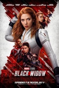 scarlett johanson in the poster of black widow movie | luxury homes by brittany corporation