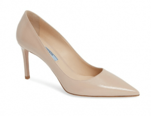 A pair of heels with a neutral color like nude will go with everything. Photo from Prada