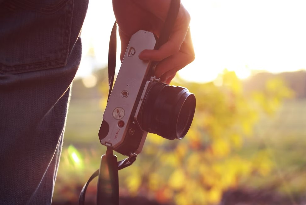 person holding bridge camera during daytime