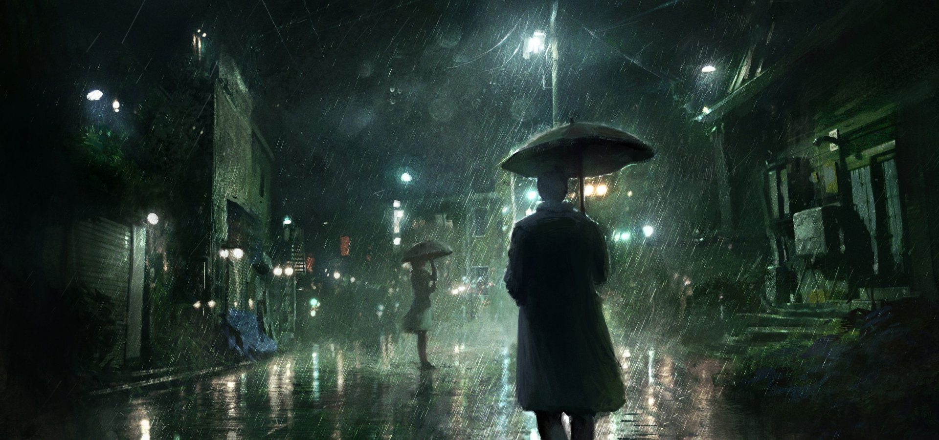 Photo illustration of a man holding an umbrella while raining