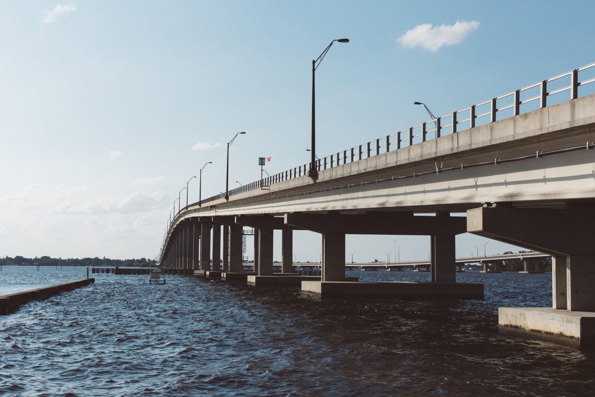 Photo of bridge infrastructure with the sea at the bottom