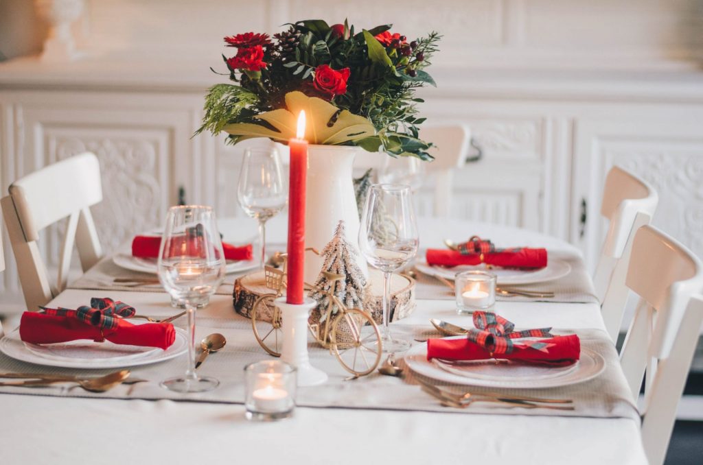 One of the many Christmas Table Settings, the classic red