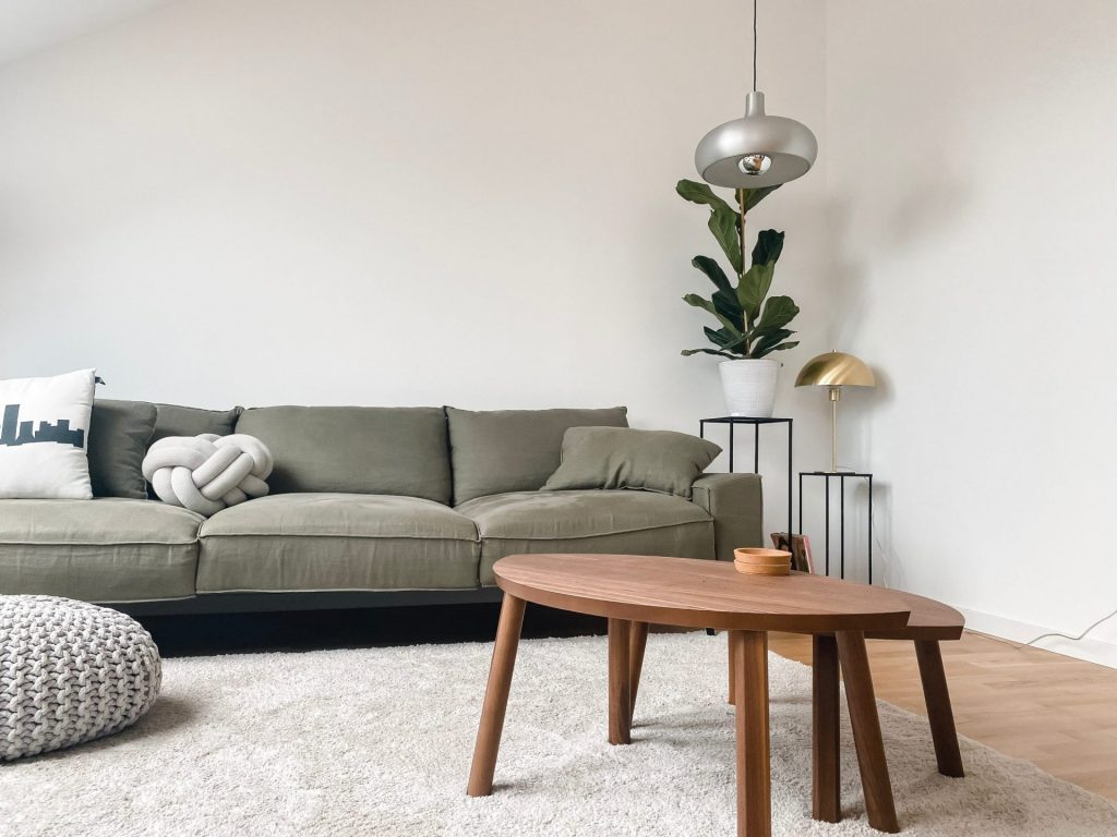 Perfect match green sofa and coffee table