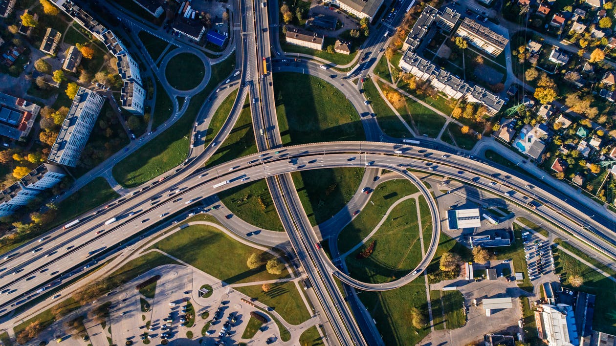 Aerial shot of road infrastructures