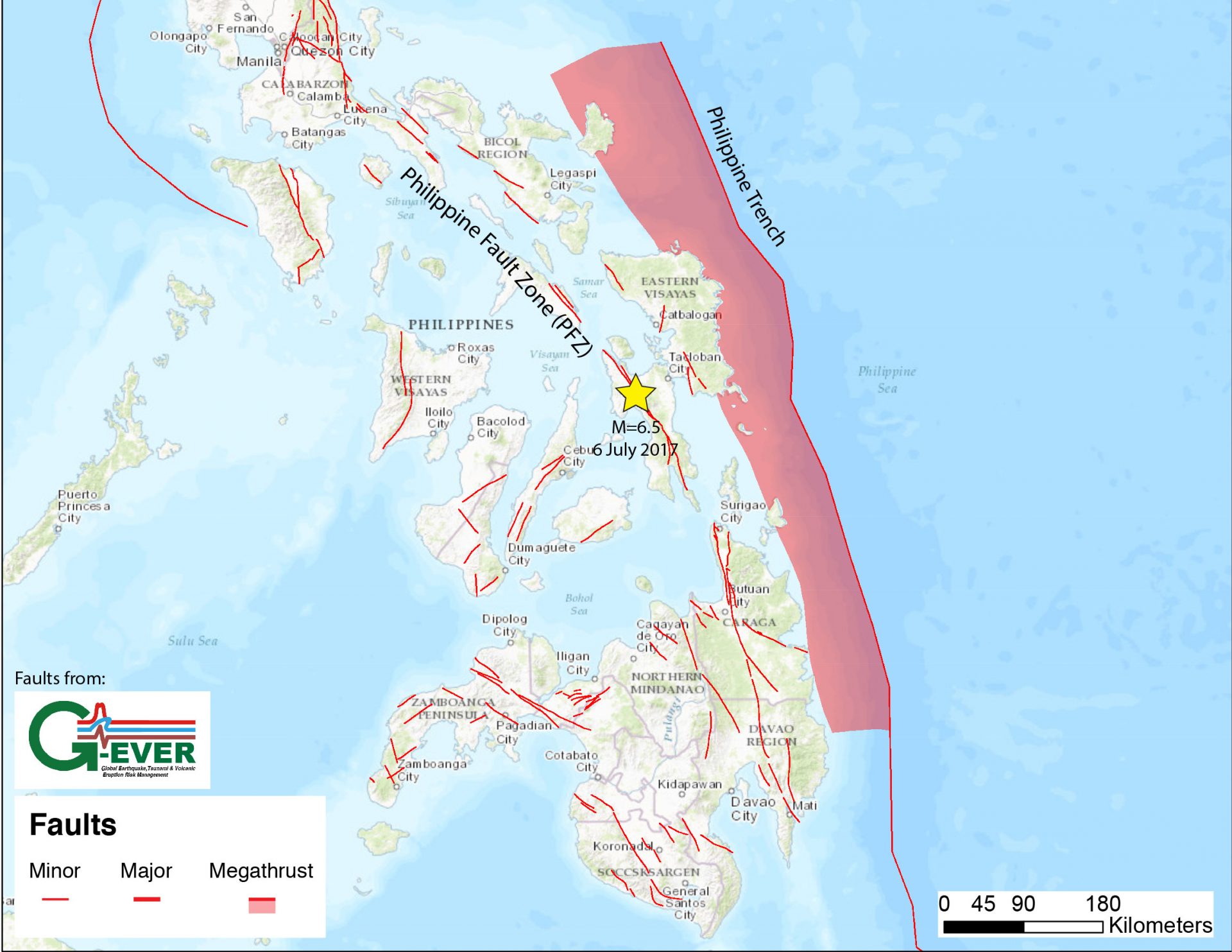 photo illustration of Philippine fault zone map