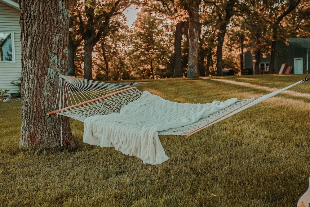 white textile on hammock