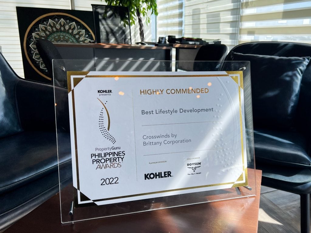 Brittany Corporation Best Lifestyle Development Award Commendation at 10th propertyguru philippines property awards