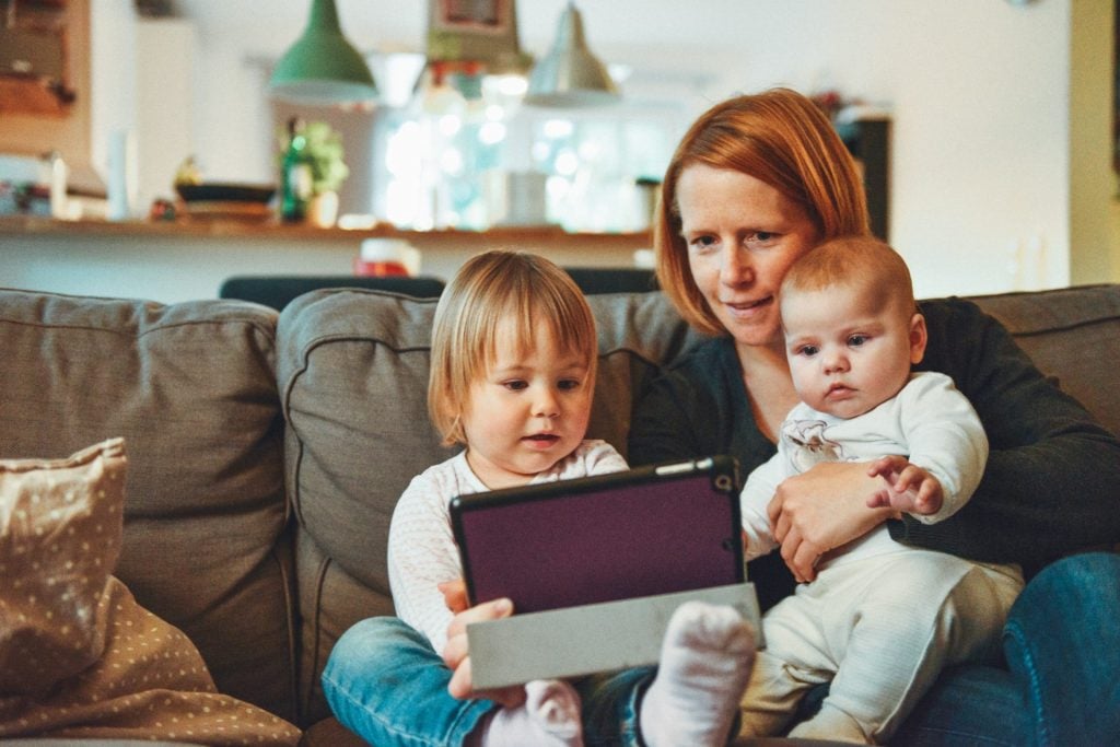 happy family on a smart home