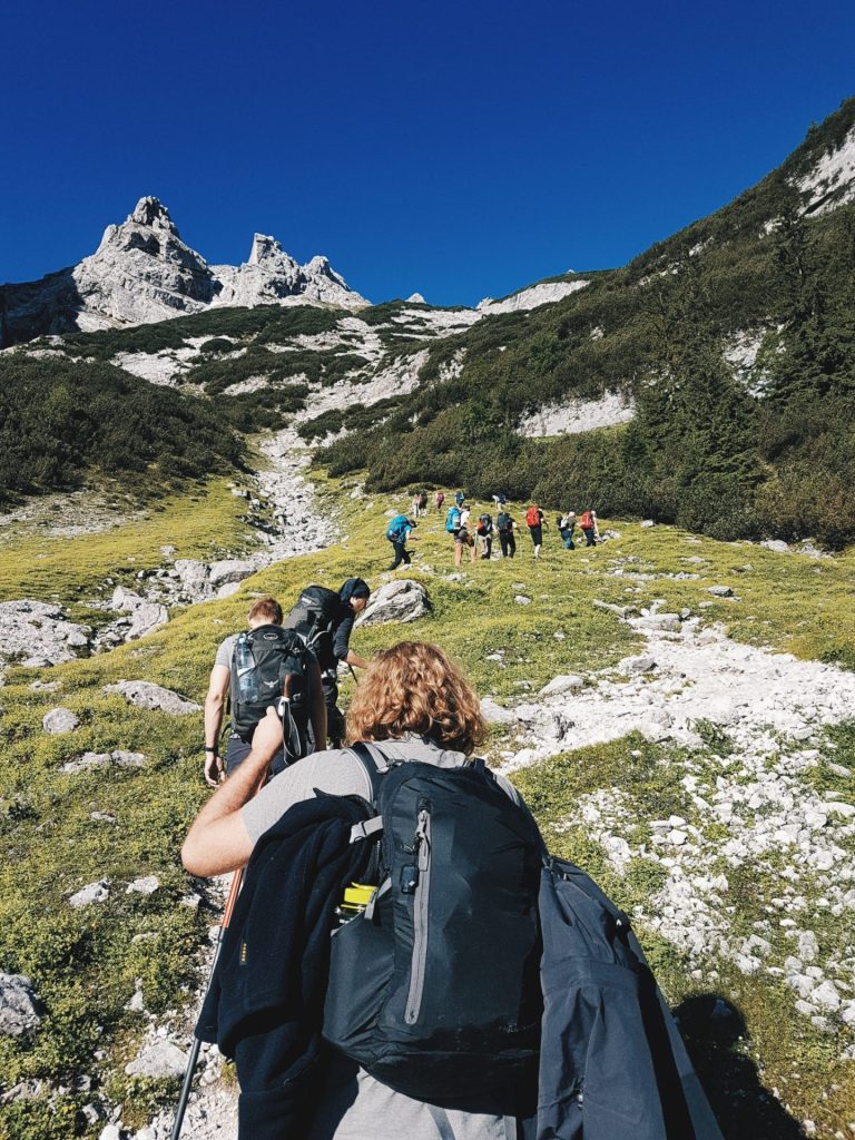 people hiking for international mountain day