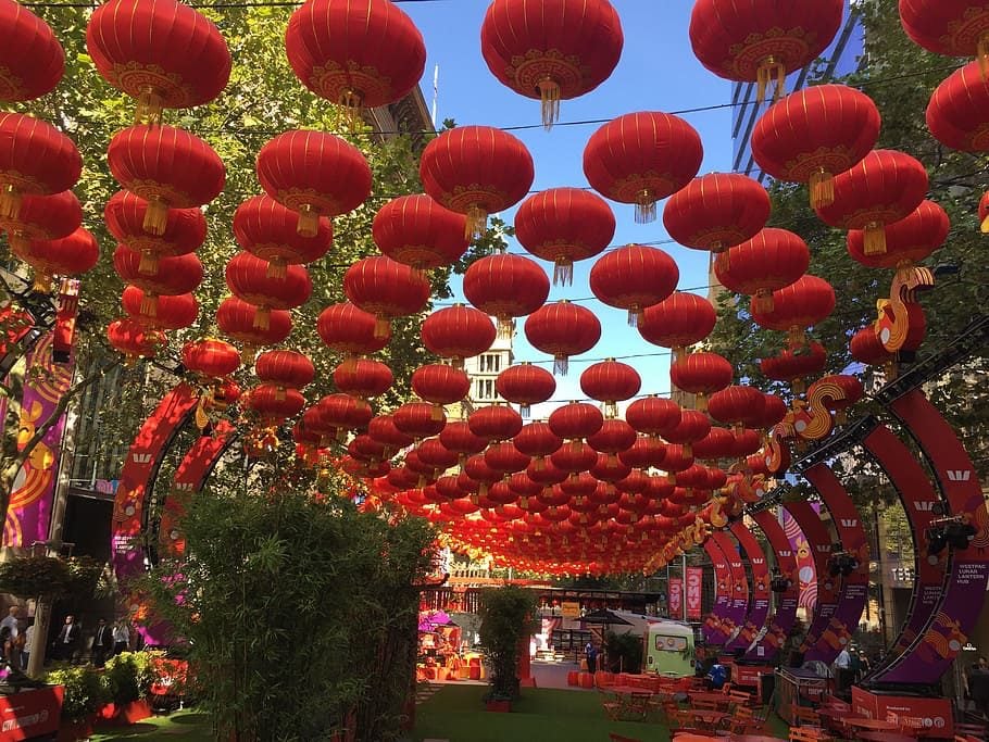 Cleaning and Embellishing Dwellings with Red Decorations lunar new year