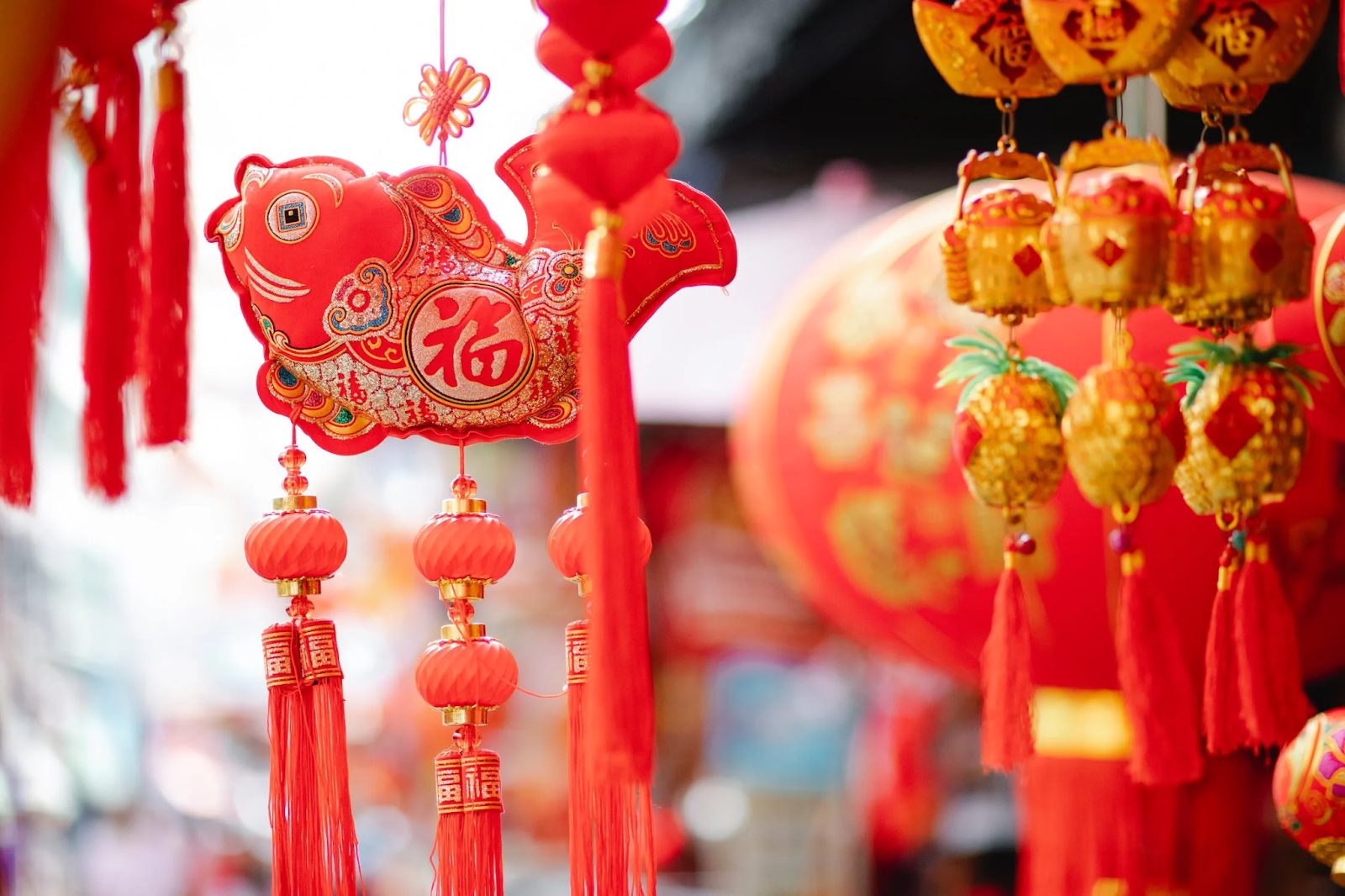 Photo of a red Chinese fish decoration