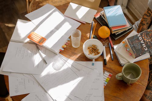 Photo of a messy table