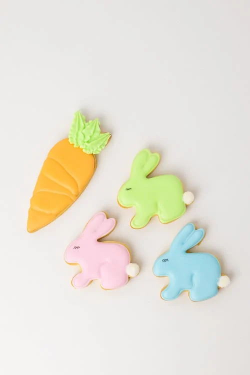 Photo of bunny and carrot-shaped cookies